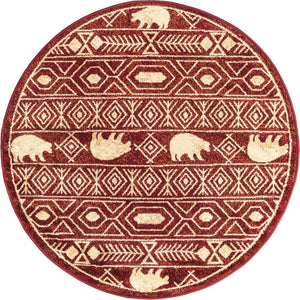 Red 4' 1 x 4' 1 Pioneer Round Area Rug