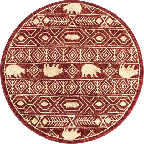 Red 4' 1 x 4' 1 Pioneer Round Area Rug