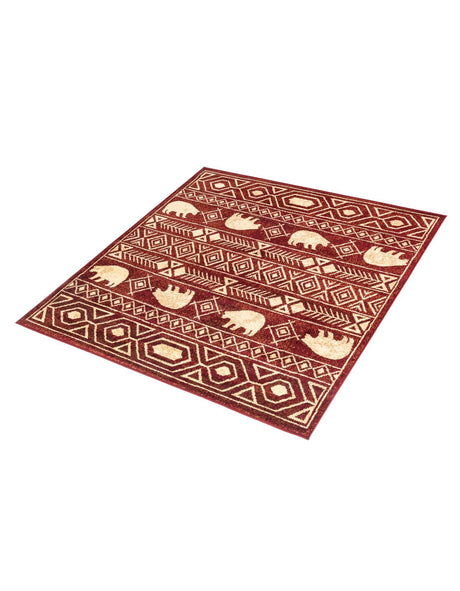 Red 5' 3 x 5' 3 Pioneer Square Area Rug Classic Southwestern Motif Durable Stain Resistant Easy Clean Carpet for Traditional Interior Decor for Sale at Rug Engine
