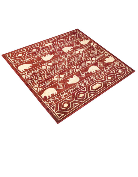 Red 7' 10 x 7' 10 Pioneer Square Area Rug Classic Southwestern Motif Durable Stain Resistant Easy Clean Carpet for Traditional Interior Decor for Sale at Rug Engine