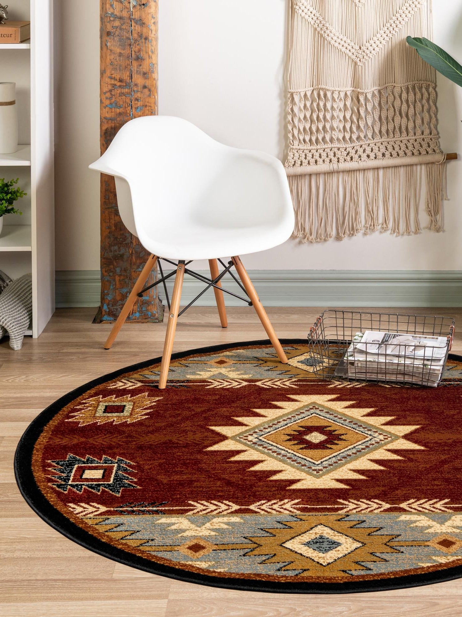 Red 8' x 8' Pioneer Round Area Rug