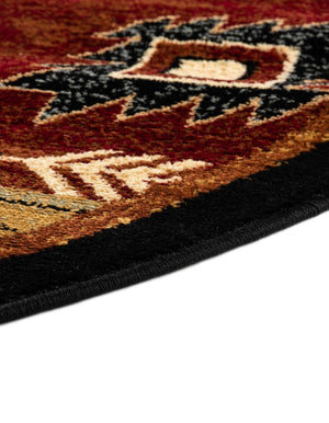 Red 8' x 8' Pioneer Round Area Rug