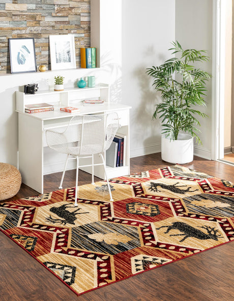 Multicolor 5' 3 x 8' Pioneer Rectangle Area Rug Classic Southwestern Motif Durable Stain Resistant Easy Clean Carpet for Traditional Interior Decor for Sale at Rug Engine