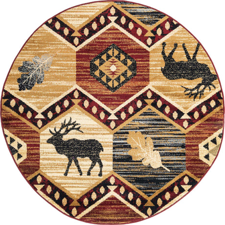 Multicolor 5' 3 x 5' 3 Pioneer Round Area Rug