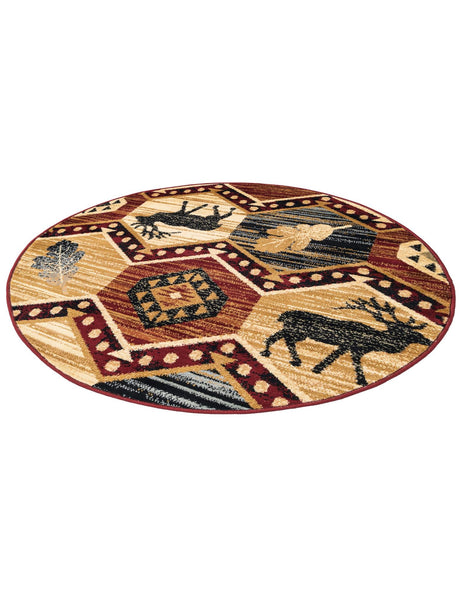 Multicolor 4' 1 x 4' 1 Pioneer Round Area Rug Classic Southwestern Motif Durable Stain Resistant Easy Clean Carpet for Traditional Interior Decor for Sale at Rug Engine