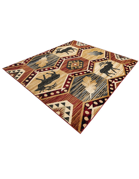 Multicolor 7' 10 x 7' 10 Pioneer Square Area Rug Classic Southwestern Motif Durable Stain Resistant Easy Clean Carpet for Traditional Interior Decor for Sale at Rug Engine