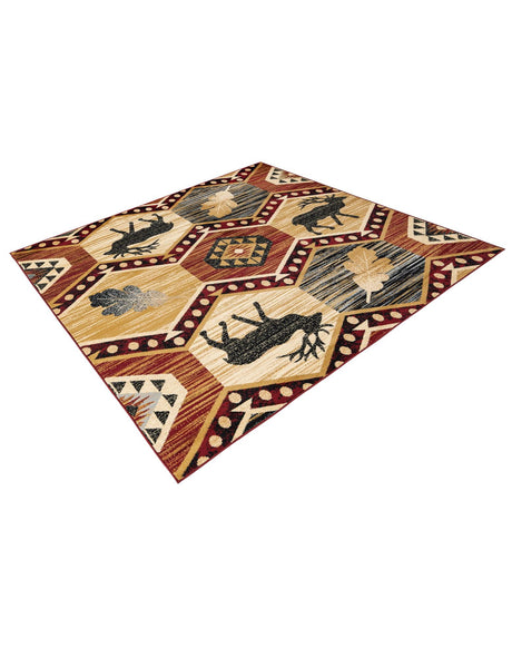 Multicolor 7' 10 x 7' 10 Pioneer Square Area Rug Classic Southwestern Motif Durable Stain Resistant Easy Clean Carpet for Traditional Interior Decor for Sale at Rug Engine
