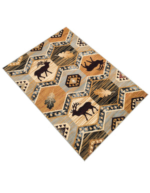 Blue 5' 3 x 8' Pioneer Rectangle Area Rug