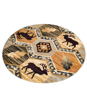 Blue 7' 10 x 7' 10 Pioneer Round Area Rug