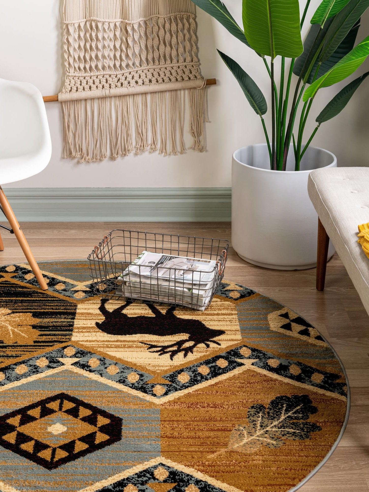 Blue 4' 1 x 4' 1 Pioneer Round Area Rug