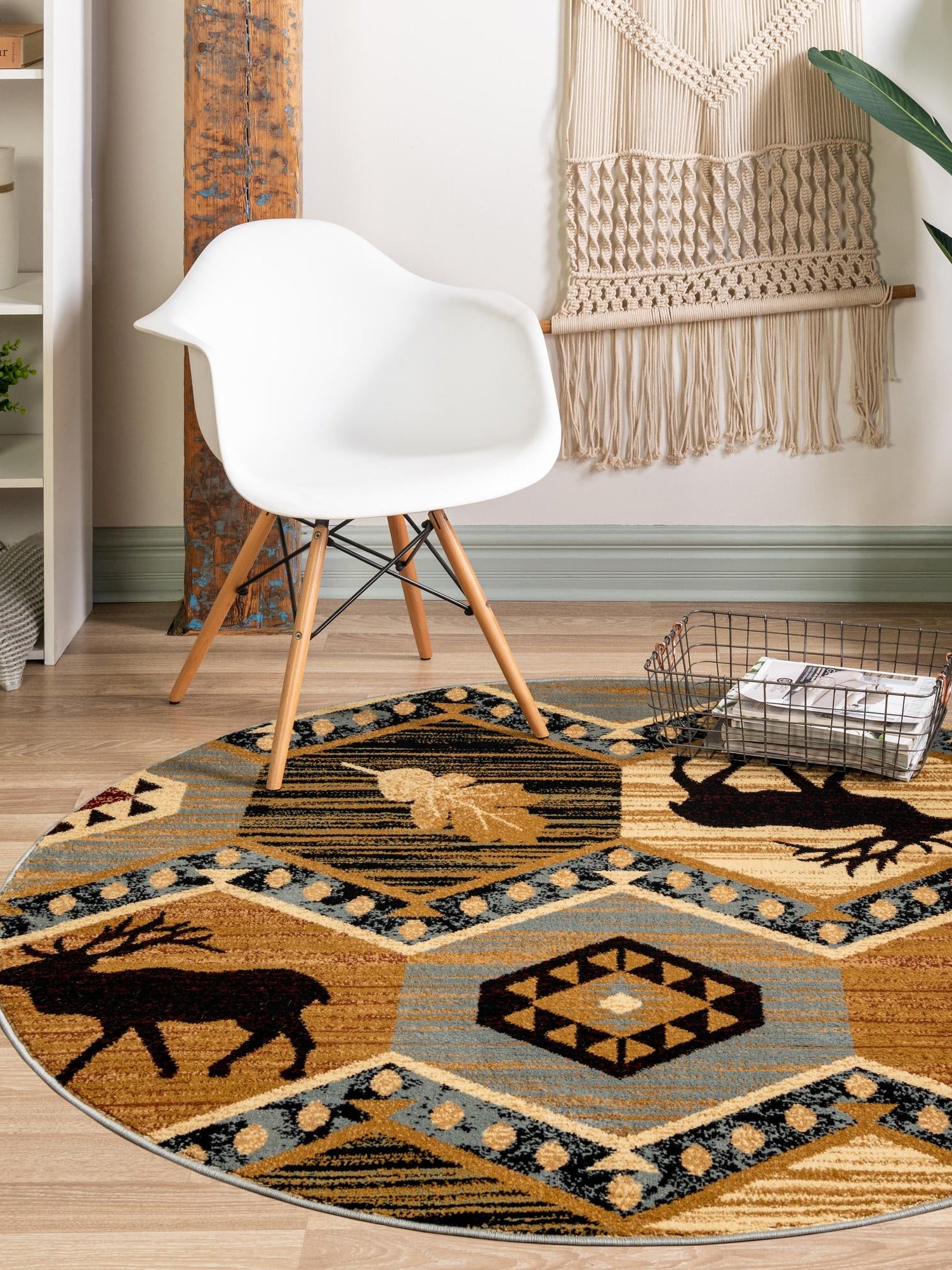 Blue 4' 1 x 4' 1 Pioneer Round Area Rug