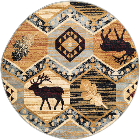 Blue 4' 1 x 4' 1 Pioneer Round Area Rug