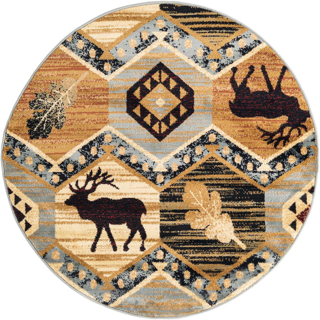 Blue 4' 1 x 4' 1 Pioneer Round Area Rug