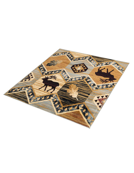 Blue 5' 3 x 5' 3 Pioneer Square Area Rug Classic Southwestern Motif Durable Stain Resistant Easy Clean Carpet for Traditional Interior Decor for Sale at Rug Engine