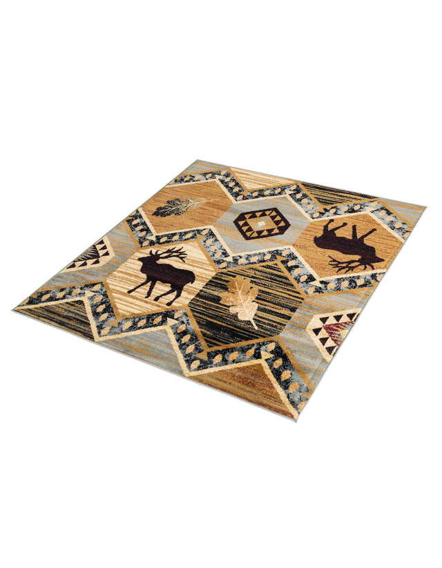 Blue 5' 3 x 5' 3 Pioneer Square Area Rug