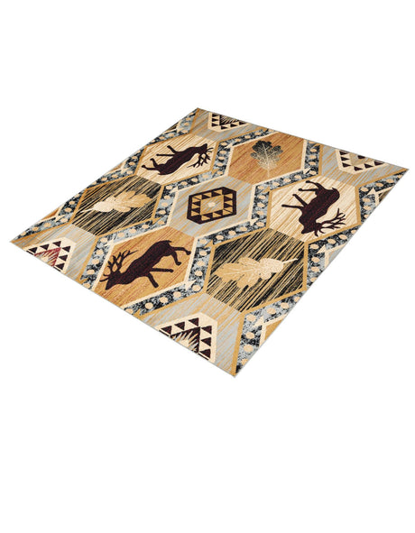Blue 7' 10 x 7' 10 Pioneer Square Area Rug Classic Southwestern Motif Durable Stain Resistant Easy Clean Carpet for Traditional Interior Decor for Sale at Rug Engine