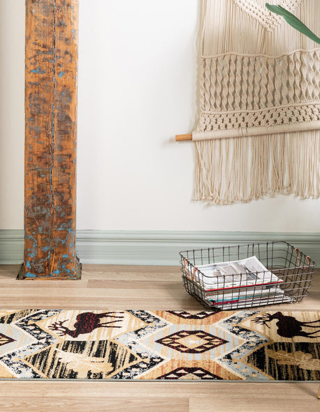 Blue 2' x 8' Pioneer Runner Area Rug Classic Southwestern Motif Durable Stain Resistant Easy Clean Carpet for Traditional Interior Decor for Sale at Rug Engine