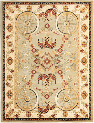 Green 9' x 12' Pioneer Rectangle Area Rug