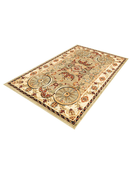 Green 4' 1 x 6' 1 Pioneer Rectangle Area Rug Classic Southwestern Motif Durable Stain Resistant Easy Clean Carpet for Traditional Interior Decor for Sale at Rug Engine