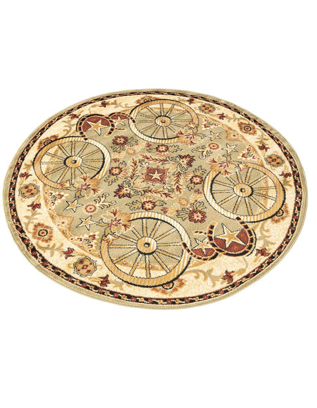 Green 5' 3 x 5' 3 Pioneer Round Area Rug