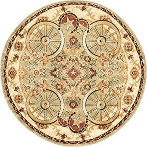 Green 5' 3 x 5' 3 Pioneer Round Area Rug