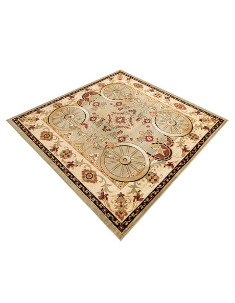 Green 7' 10 x 7' 10 Pioneer Square Area Rug Classic Southwestern Motif Durable Stain Resistant Easy Clean Carpet for Traditional Interior Decor for Sale at Rug Engine