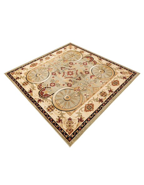 Green 7' 10 x 7' 10 Pioneer Square Area Rug Classic Southwestern Motif Durable Stain Resistant Easy Clean Carpet for Traditional Interior Decor for Sale at Rug Engine