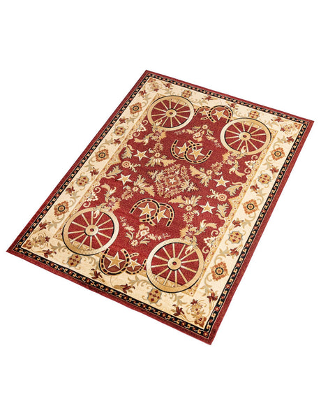 Red 9' x 12' Pioneer Rectangle Area Rug Classic Southwestern Motif Durable Stain Resistant Easy Clean Carpet for Traditional Interior Decor for Sale at Rug Engine