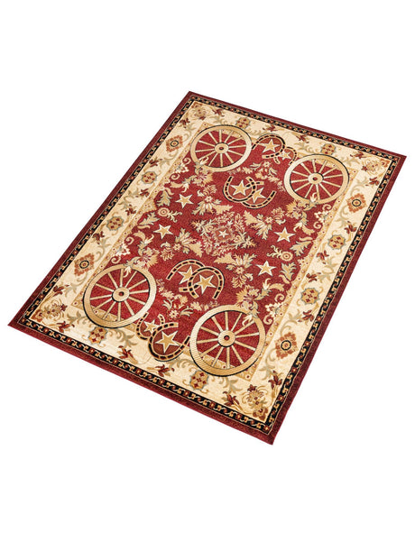 Red 7' 10 x 10' Pioneer Rectangle Area Rug Classic Southwestern Motif Durable Stain Resistant Easy Clean Carpet for Traditional Interior Decor for Sale at Rug Engine