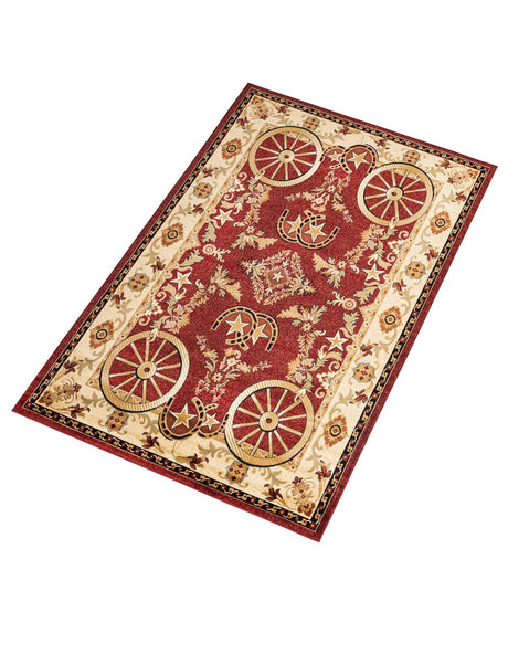 Red 7' 1 x 10' Pioneer Rectangle Area Rug Classic Southwestern Motif Durable Stain Resistant Easy Clean Carpet for Traditional Interior Decor for Sale at Rug Engine
