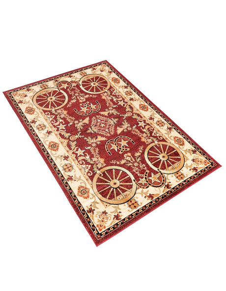 Red 6' 1 x 9' Pioneer Rectangle Area Rug Classic Southwestern Motif Durable Stain Resistant Easy Clean Carpet for Traditional Interior Decor for Sale at Rug Engine