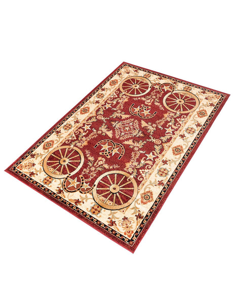 Red 6' 1 x 9' Pioneer Rectangle Area Rug Classic Southwestern Motif Durable Stain Resistant Easy Clean Carpet for Traditional Interior Decor for Sale at Rug Engine