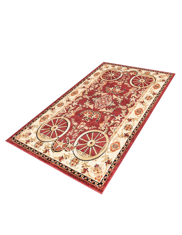 Red 5' 3 x 8' Pioneer Rectangle Area Rug