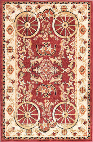 Red 5' 3 x 8' Pioneer Rectangle Area Rug