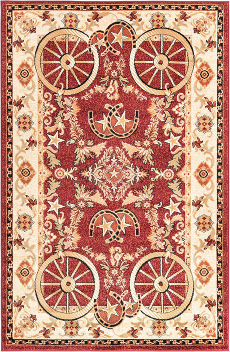 Red 5' 3 x 8' Pioneer Rectangle Area Rug