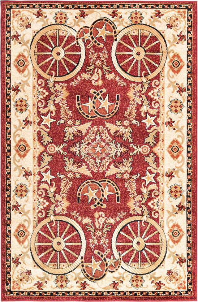Red 5' 3 x 8' Pioneer Rectangle Area Rug