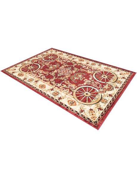 Red 4' 1 x 6' 1 Pioneer Rectangle Area Rug Classic Southwestern Motif Durable Stain Resistant Easy Clean Carpet for Traditional Interior Decor for Sale at Rug Engine