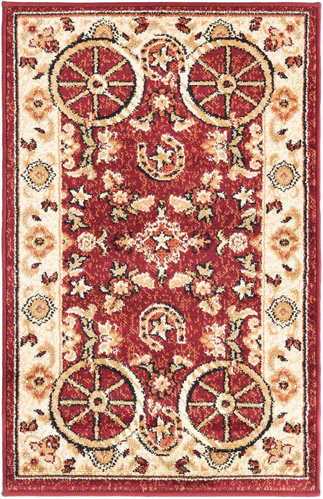 Red 2' x 3' 1 Pioneer Rectangle Area Rug