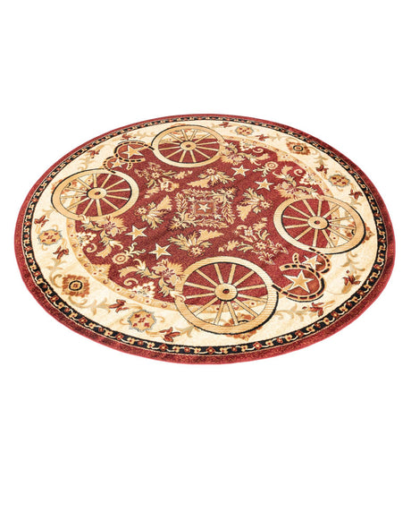 Red 7' 10 x 7' 10 Pioneer Round Area Rug Classic Southwestern Motif Durable Stain Resistant Easy Clean Carpet for Traditional Interior Decor for Sale at Rug Engine