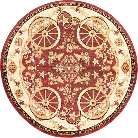 Red 7' 10 x 7' 10 Pioneer Round Area Rug
