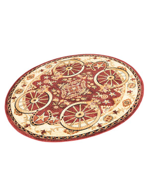 Red 5' 3 x 5' 3 Pioneer Round Area Rug