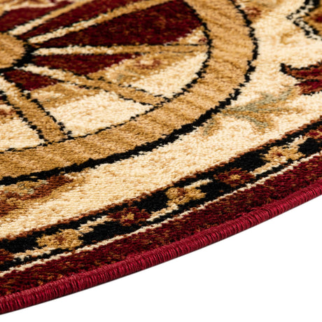 Red 4' 1 x 4' 1 Pioneer Round Area Rug Classic Southwestern Motif Durable Stain Resistant Easy Clean Carpet for Traditional Interior Decor for Sale at Rug Engine