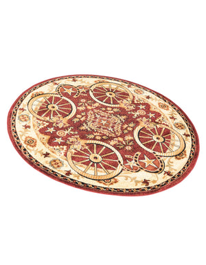 Red 5' 3 x 5' 3 Pioneer Round Area Rug