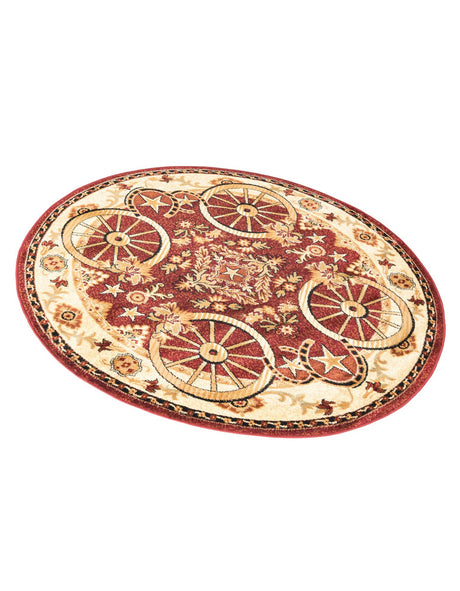 Red 5' 3 x 5' 3 Pioneer Round Area Rug Classic Southwestern Motif Durable Stain Resistant Easy Clean Carpet for Traditional Interior Decor for Sale at Rug Engine