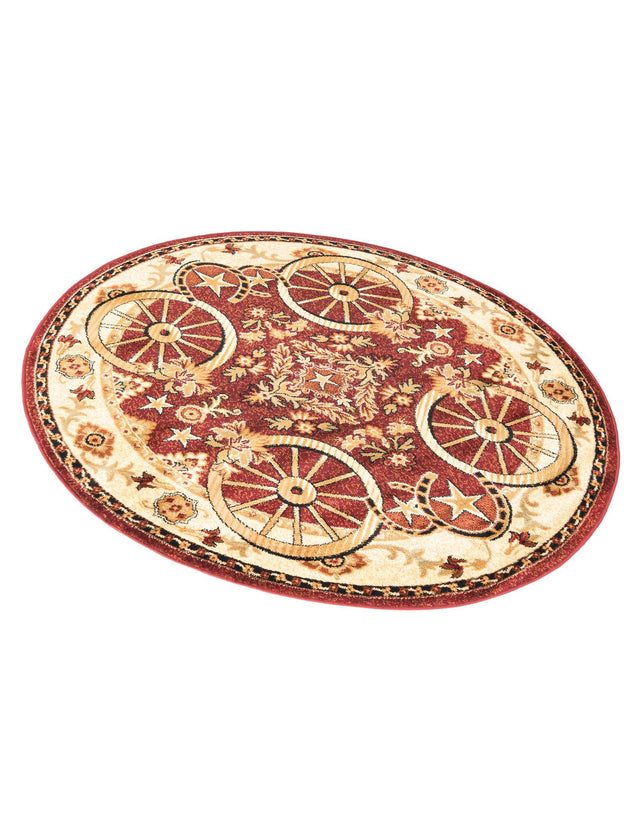 Red 5' 3 x 5' 3 Pioneer Round Area Rug