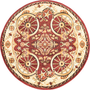 Red 5' 3 x 5' 3 Pioneer Round Area Rug