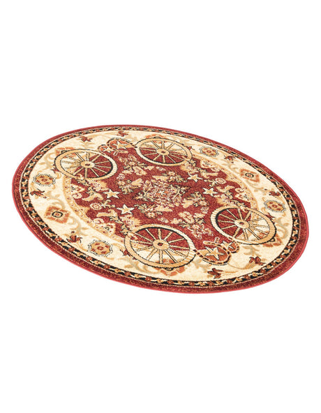 Red 4' 1 x 4' 1 Pioneer Round Area Rug Classic Southwestern Motif Durable Stain Resistant Easy Clean Carpet for Traditional Interior Decor for Sale at Rug Engine