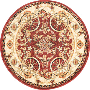 Red 4' 1 x 4' 1 Pioneer Round Area Rug