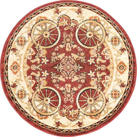 Red 4' 1 x 4' 1 Pioneer Round Area Rug