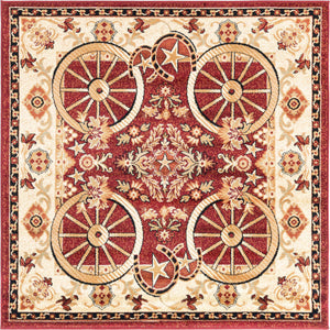 Red 5' 3 x 5' 3 Pioneer Square Area Rug